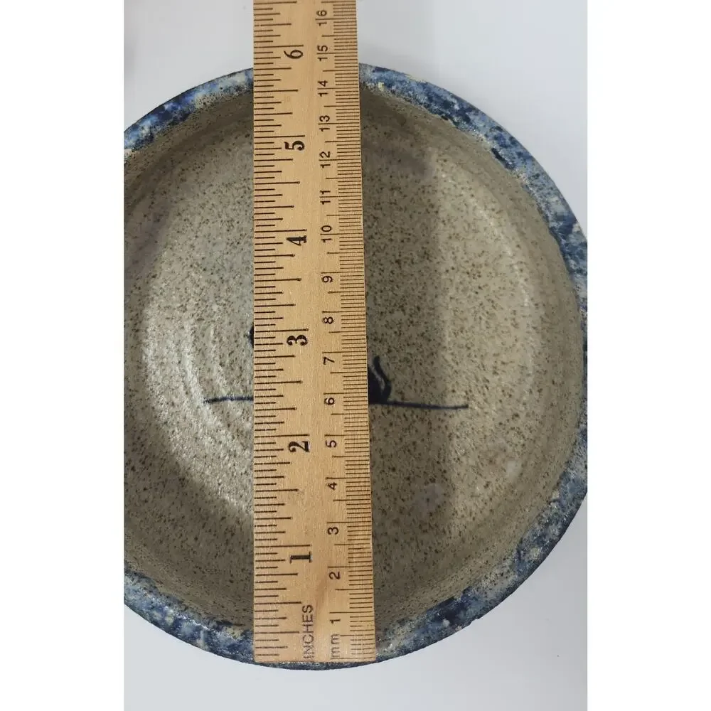 Cat Dish | Spongeware Blue Speckled Stoneware - Sugarcamp Pottery Signed